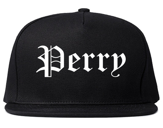 Perry Iowa IA Old English Mens Snapback Hat Black