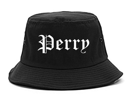 Perry Iowa IA Old English Mens Bucket Hat Black