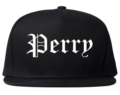 Perry Oklahoma OK Old English Mens Snapback Hat Black