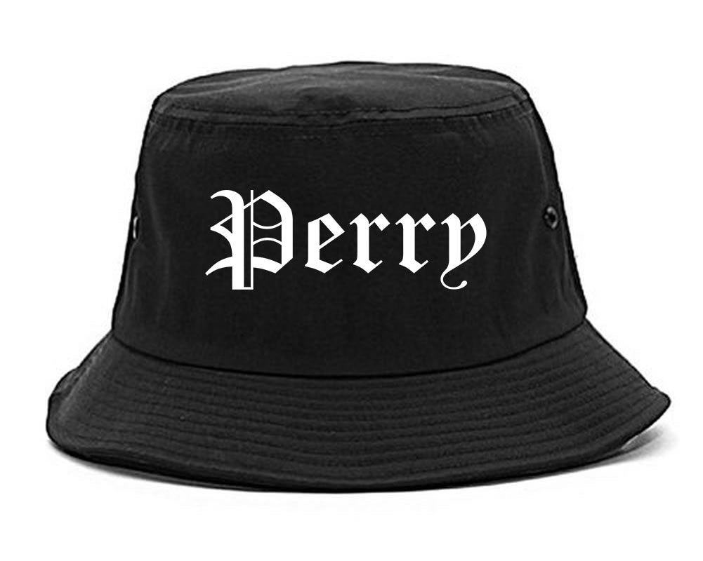 Perry Oklahoma OK Old English Mens Bucket Hat Black