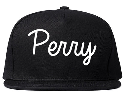 Perry Oklahoma OK Script Mens Snapback Hat Black