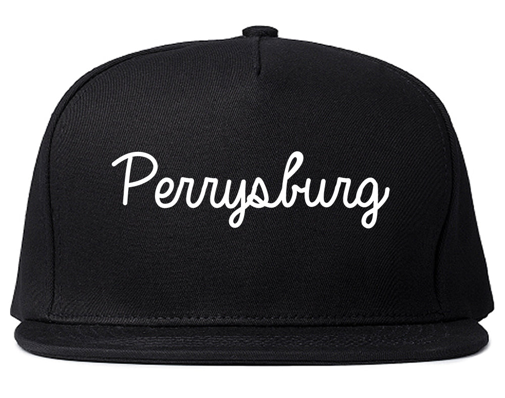 Perrysburg Ohio OH Script Mens Snapback Hat Black