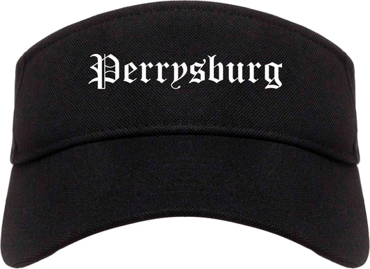 Perrysburg Ohio OH Old English Mens Visor Cap Hat Black