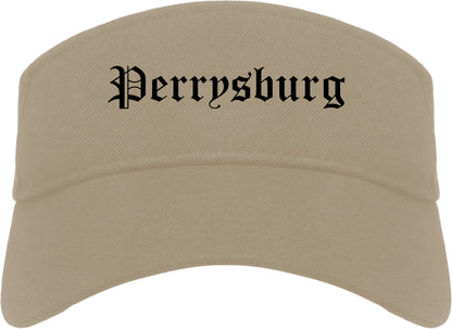 Perrysburg Ohio OH Old English Mens Visor Cap Hat Khaki