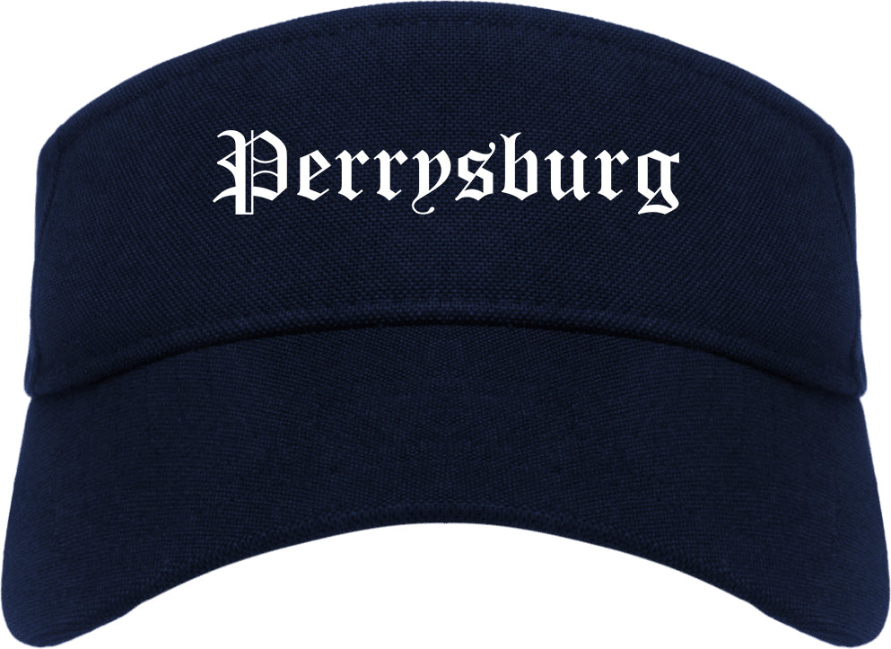 Perrysburg Ohio OH Old English Mens Visor Cap Hat Navy Blue