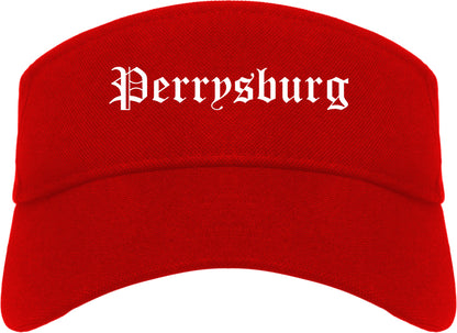 Perrysburg Ohio OH Old English Mens Visor Cap Hat Red