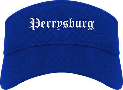 Perrysburg Ohio OH Old English Mens Visor Cap Hat Royal Blue