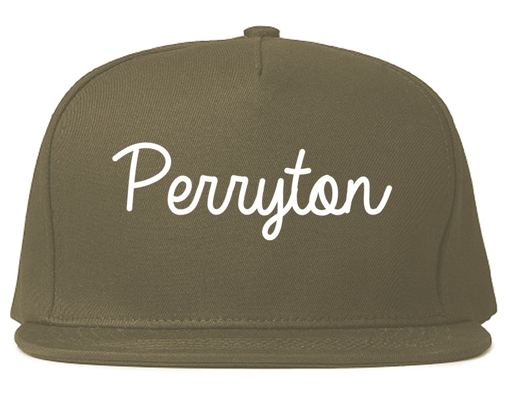 Perryton Texas TX Script Mens Snapback Hat Grey