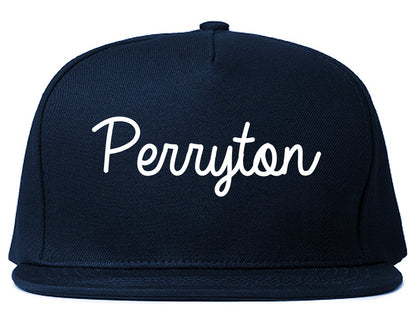 Perryton Texas TX Script Mens Snapback Hat Navy Blue