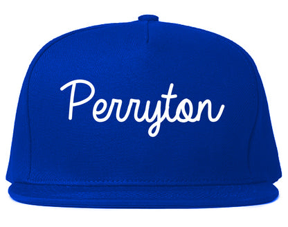 Perryton Texas TX Script Mens Snapback Hat Royal Blue