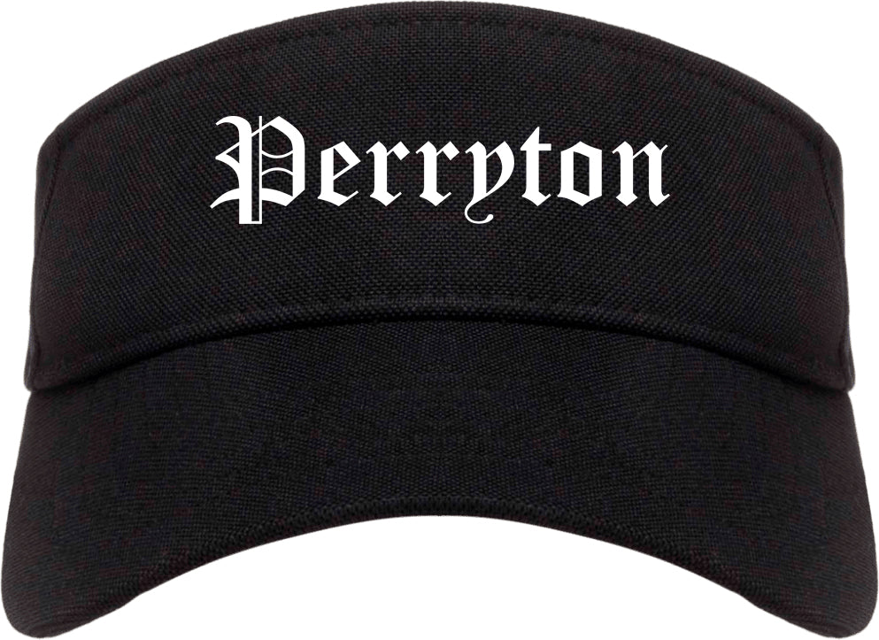 Perryton Texas TX Old English Mens Visor Cap Hat Black