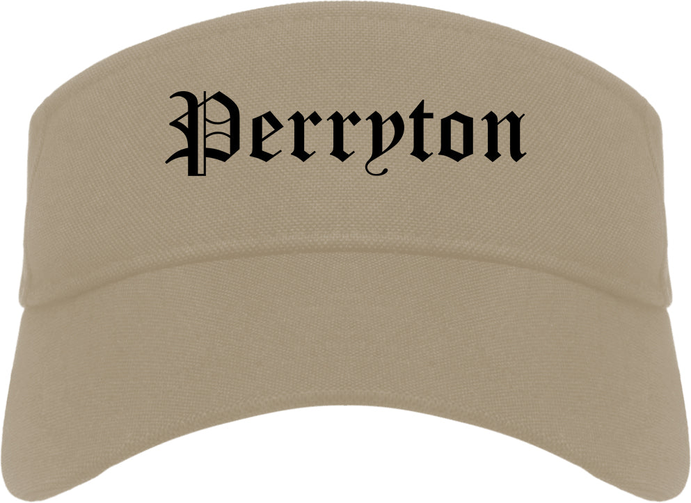 Perryton Texas TX Old English Mens Visor Cap Hat Khaki