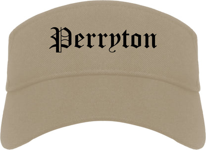 Perryton Texas TX Old English Mens Visor Cap Hat Khaki