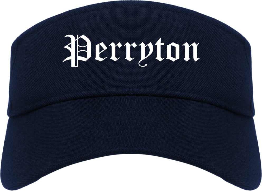 Perryton Texas TX Old English Mens Visor Cap Hat Navy Blue