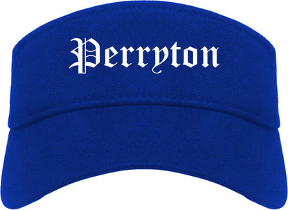 Perryton Texas TX Old English Mens Visor Cap Hat Royal Blue