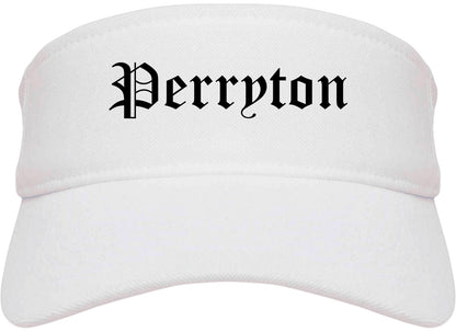 Perryton Texas TX Old English Mens Visor Cap Hat White