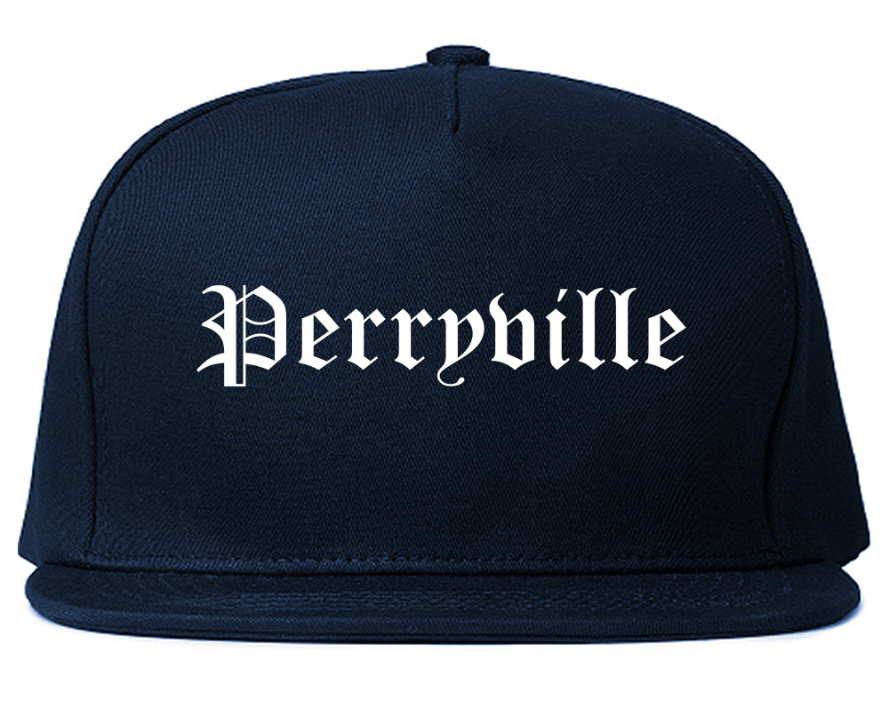 Perryville Missouri MO Old English Mens Snapback Hat Navy Blue