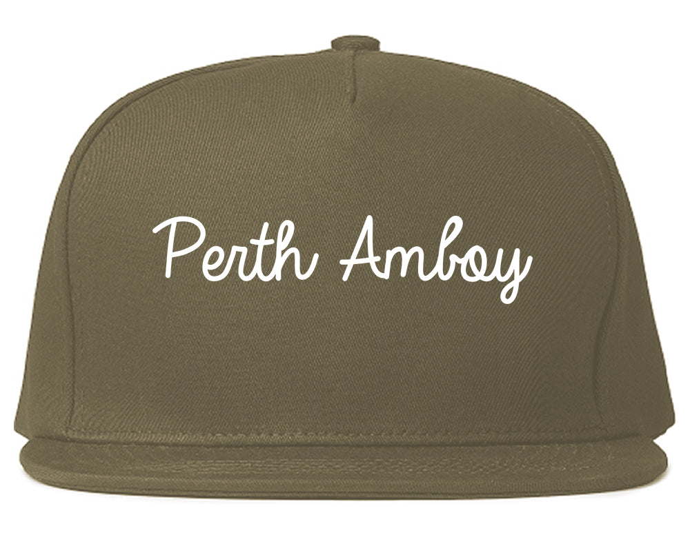 Perth Amboy New Jersey NJ Script Mens Snapback Hat Grey