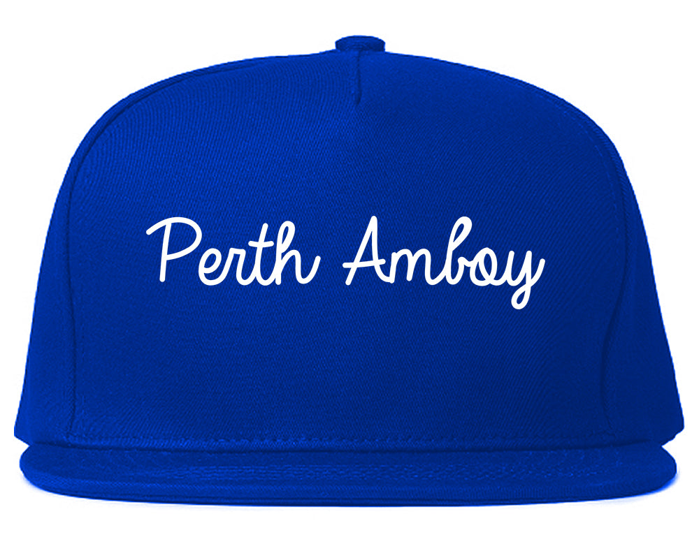 Perth Amboy New Jersey NJ Script Mens Snapback Hat Royal Blue