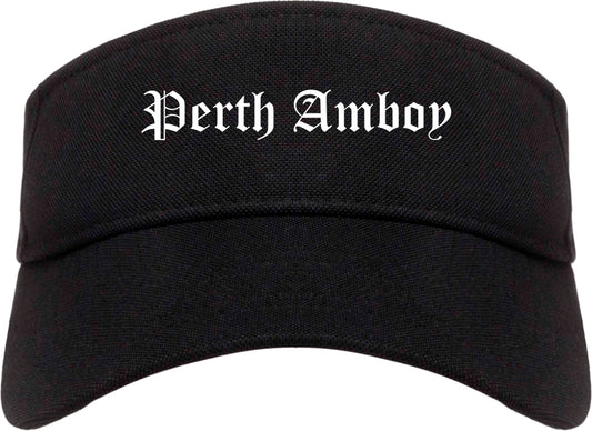 Perth Amboy New Jersey NJ Old English Mens Visor Cap Hat Black