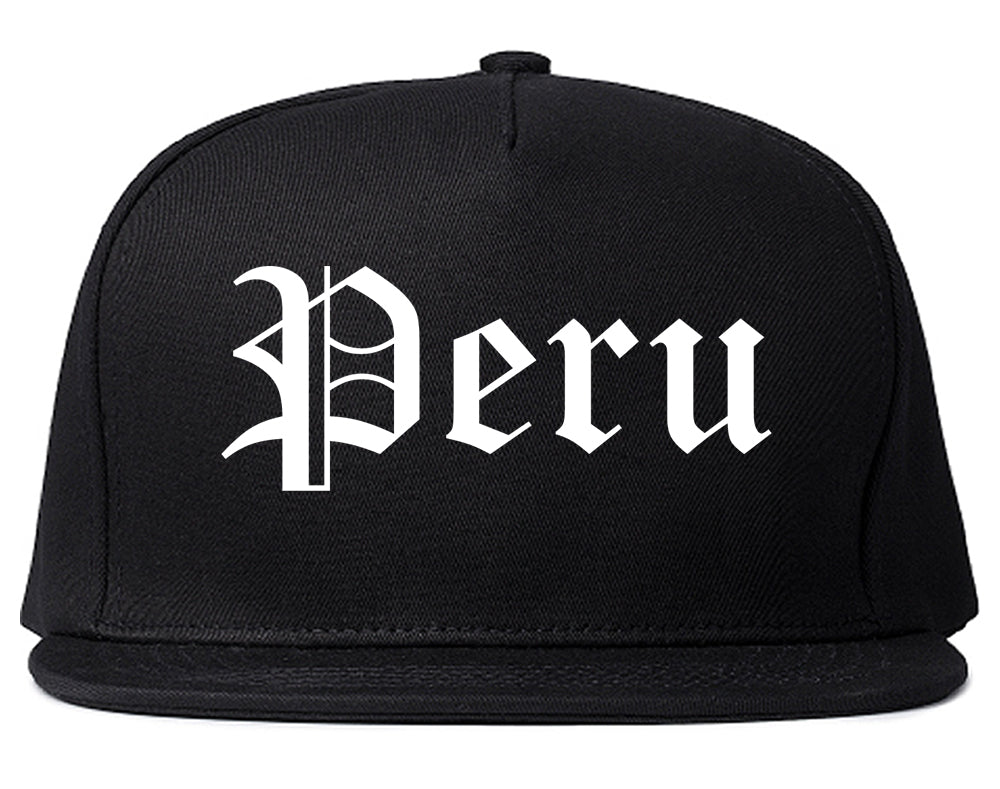 Peru Illinois IL Old English Mens Snapback Hat Black
