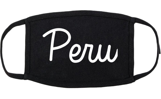 Peru Illinois IL Script Cotton Face Mask Black