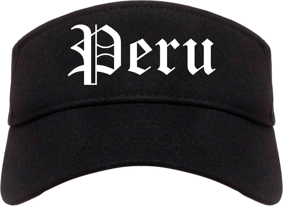 Peru Illinois IL Old English Mens Visor Cap Hat Black