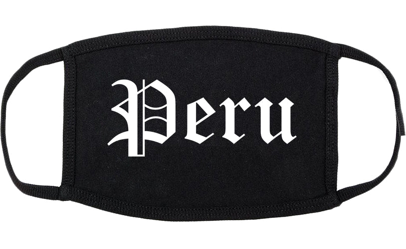 Peru Indiana IN Old English Cotton Face Mask Black