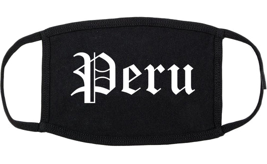 Peru Indiana IN Old English Cotton Face Mask Black