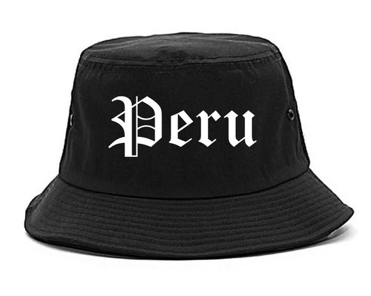 Peru Indiana IN Old English Mens Bucket Hat Black