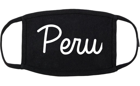 Peru Indiana IN Script Cotton Face Mask Black