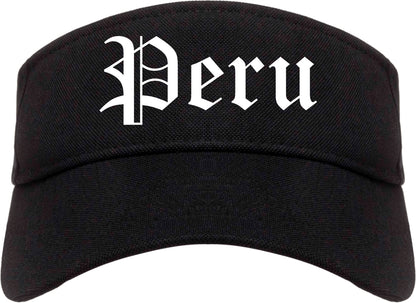 Peru Indiana IN Old English Mens Visor Cap Hat Black
