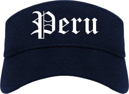 Peru Indiana IN Old English Mens Visor Cap Hat Navy Blue