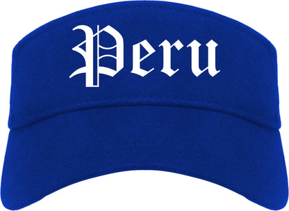 Peru Indiana IN Old English Mens Visor Cap Hat Royal Blue