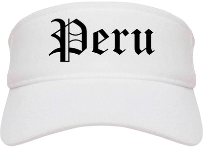 Peru Indiana IN Old English Mens Visor Cap Hat White