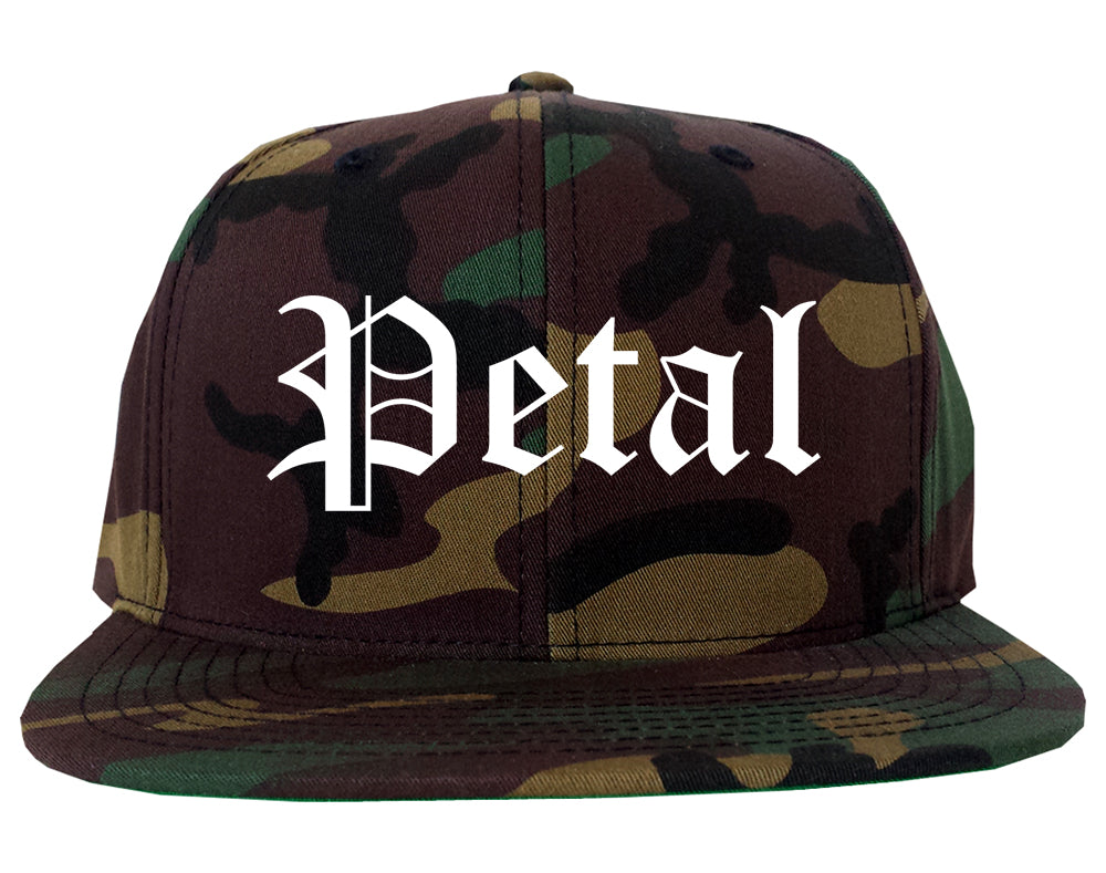 Petal Mississippi MS Old English Mens Snapback Hat Army Camo