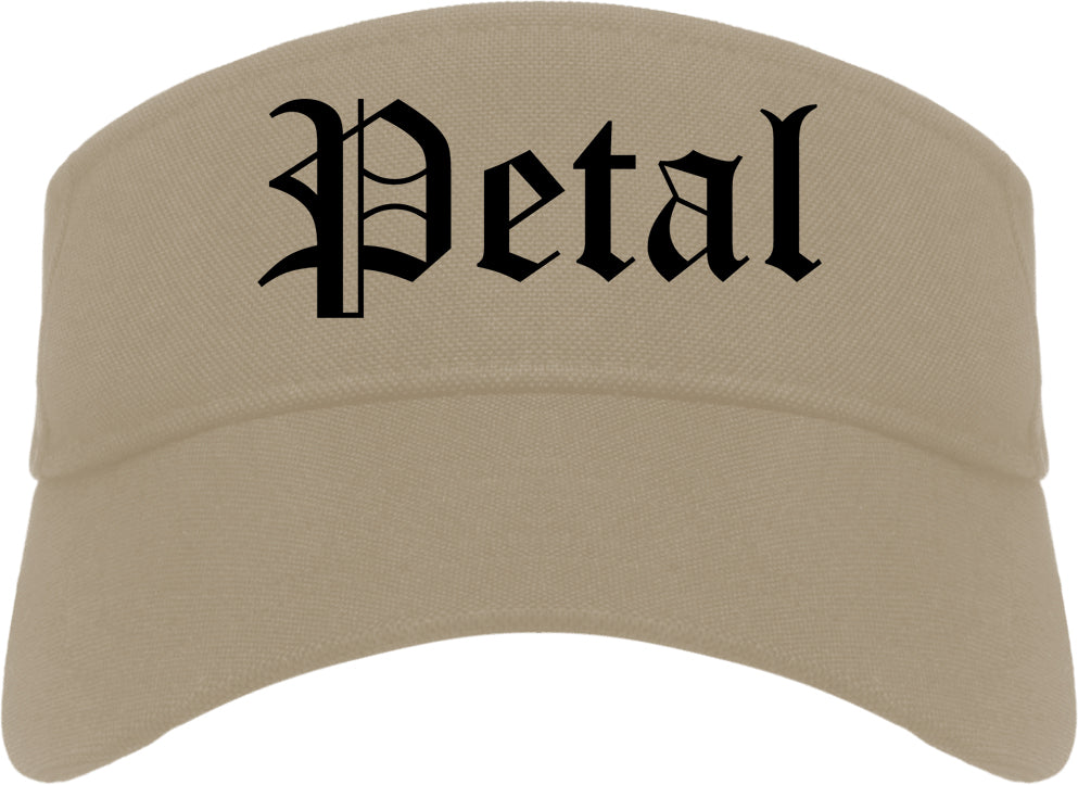 Petal Mississippi MS Old English Mens Visor Cap Hat Khaki