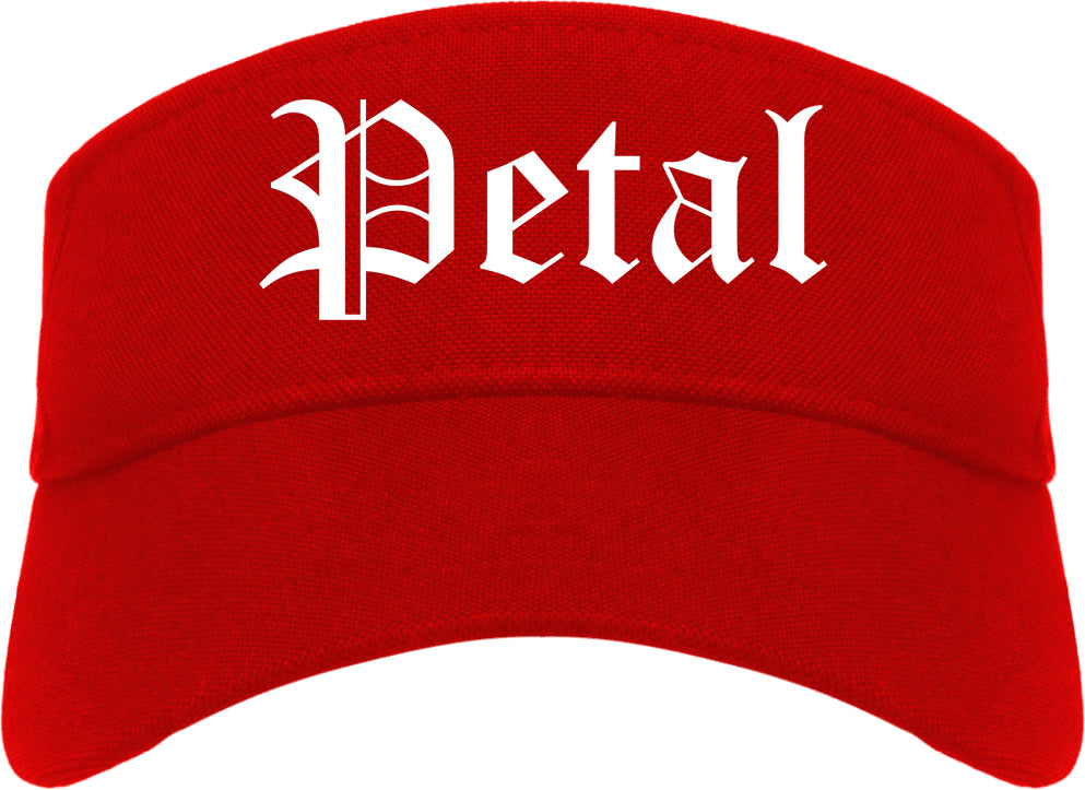 Petal Mississippi MS Old English Mens Visor Cap Hat Red