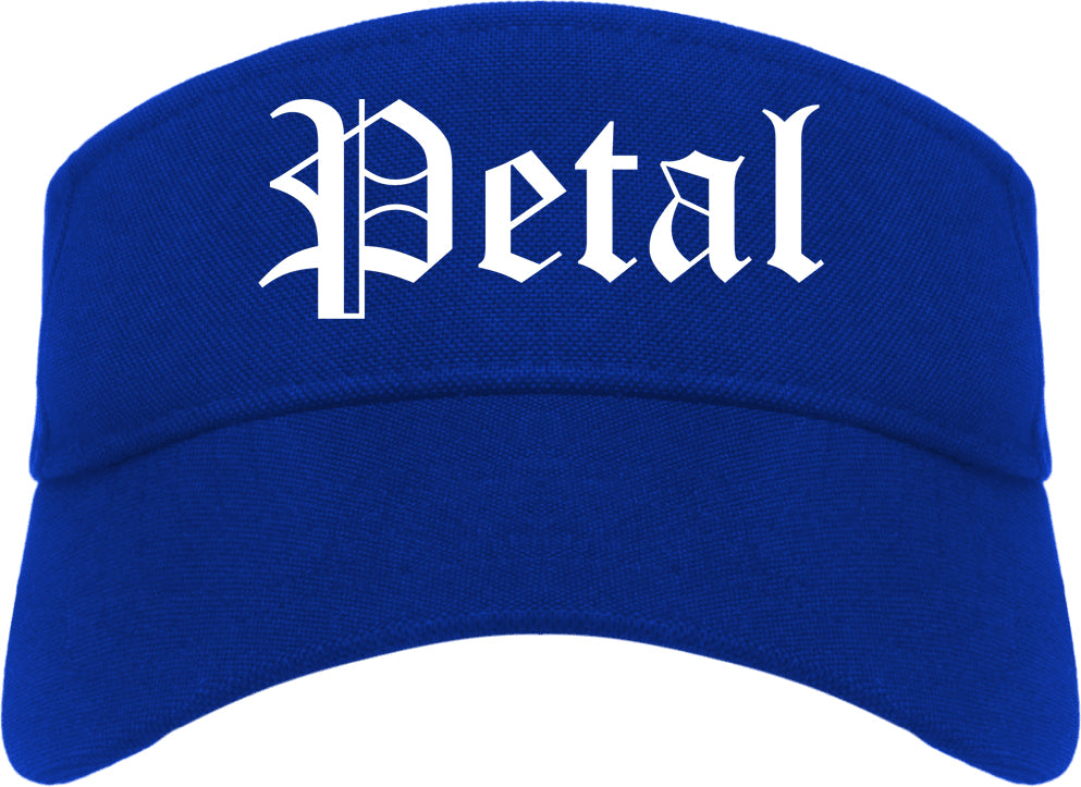 Petal Mississippi MS Old English Mens Visor Cap Hat Royal Blue