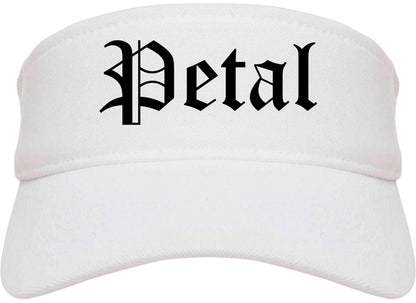 Petal Mississippi MS Old English Mens Visor Cap Hat White