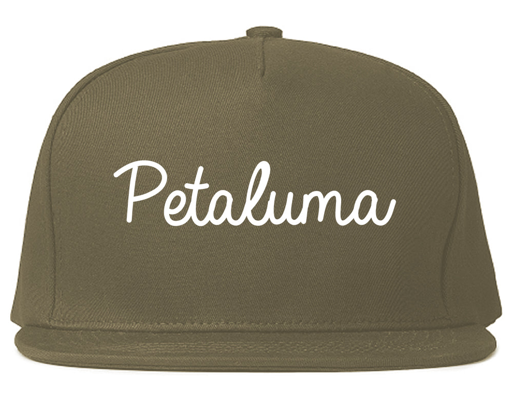 Petaluma California CA Script Mens Snapback Hat Grey