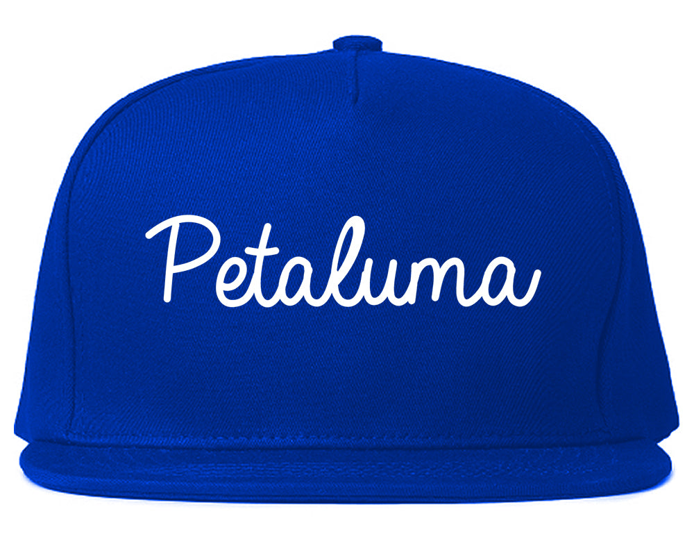 Petaluma California CA Script Mens Snapback Hat Royal Blue