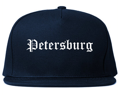 Petersburg Virginia VA Old English Mens Snapback Hat Navy Blue