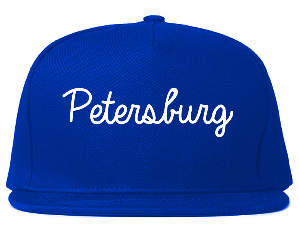 Petersburg Virginia VA Script Mens Snapback Hat Royal Blue