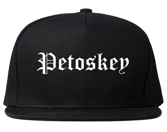 Petoskey Michigan MI Old English Mens Snapback Hat Black