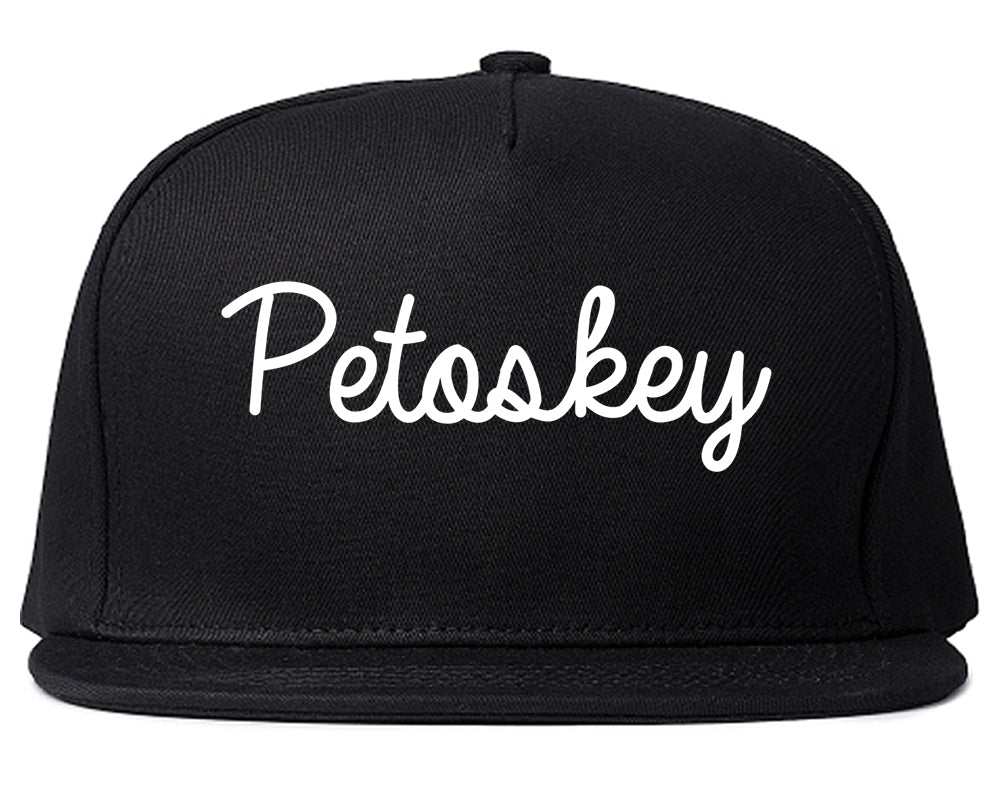 Petoskey Michigan MI Script Mens Snapback Hat Black