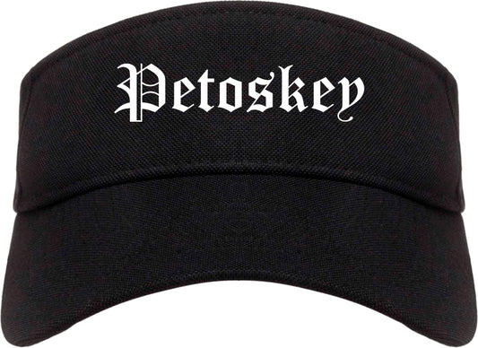 Petoskey Michigan MI Old English Mens Visor Cap Hat Black