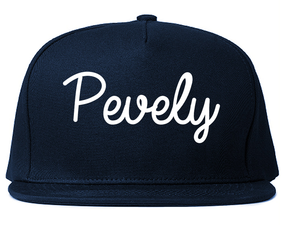 Pevely Missouri MO Script Mens Snapback Hat Navy Blue