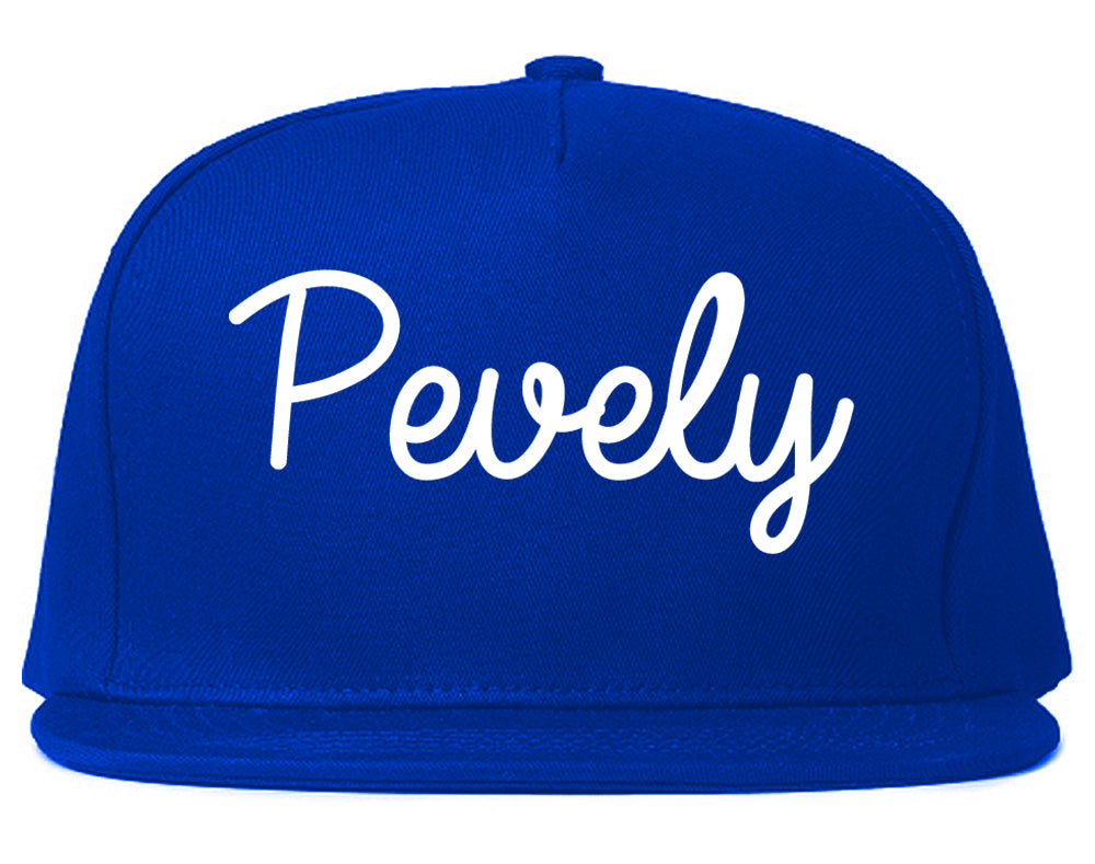 Pevely Missouri MO Script Mens Snapback Hat Royal Blue