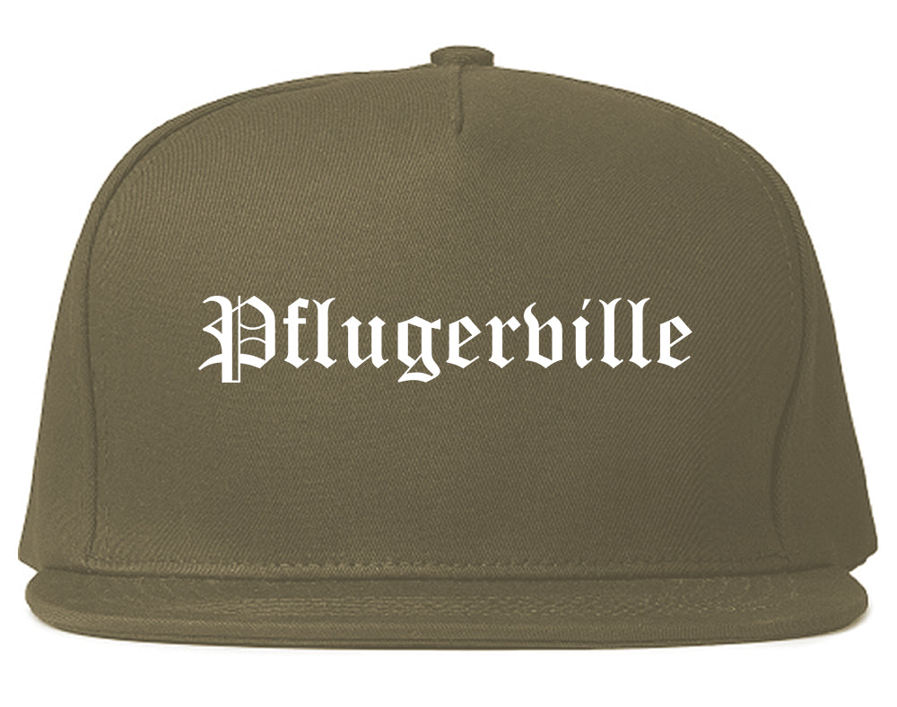 Pflugerville Texas TX Old English Mens Snapback Hat Grey